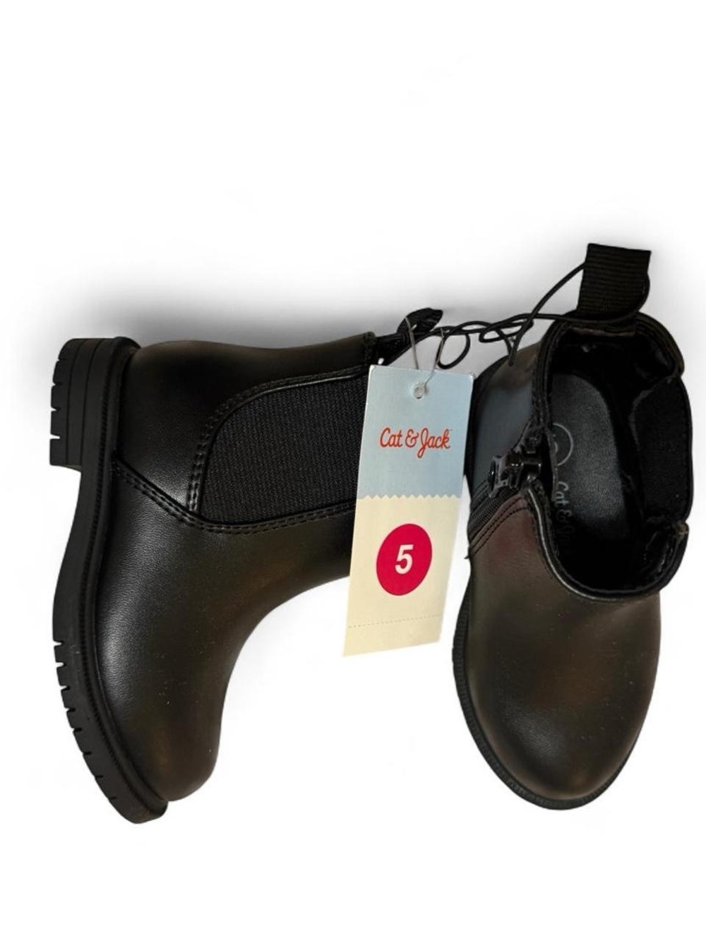 Cat & Jack Toddler NWT Chelsea Ankle Boots Size 5 Black Lug Sole Preppy